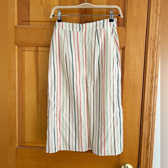 Madewell Button Slit Midi Skirt in Flecked Rainbow Stripe Size 00 - Picture 5 of 5
